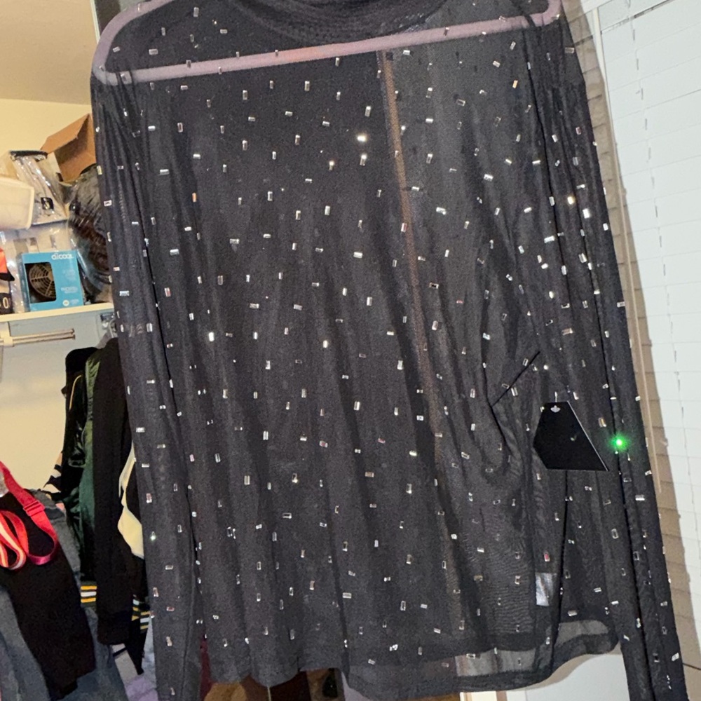 Black Sheer Sequin Top
